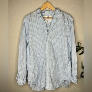 Frank & Eileen Joedy Button Down Shirt Medium Blue Green Stripe Cotton Relaxed